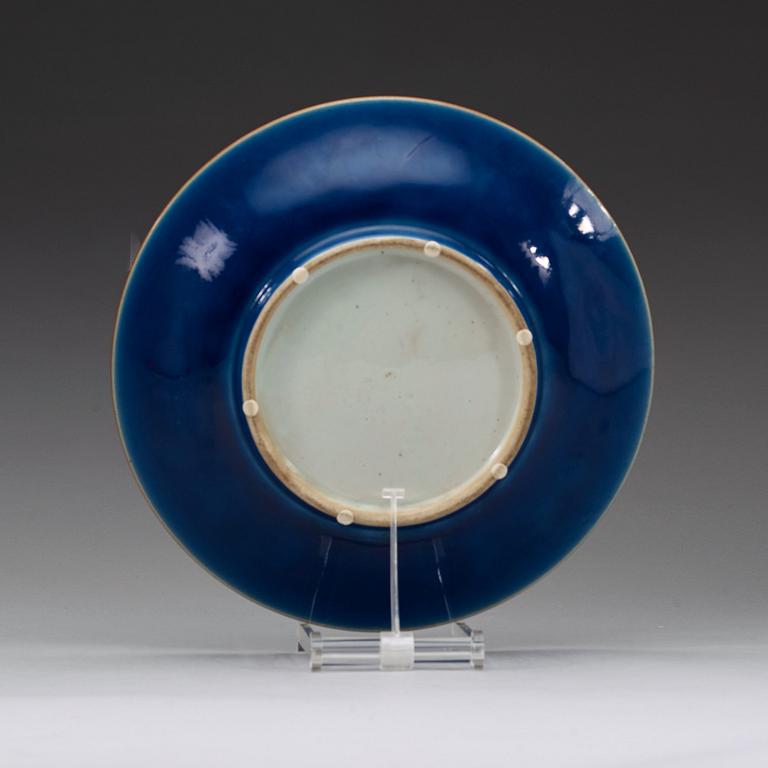 A set of two powder blue chargers, Qing dynasty Qianlong (1736-95).