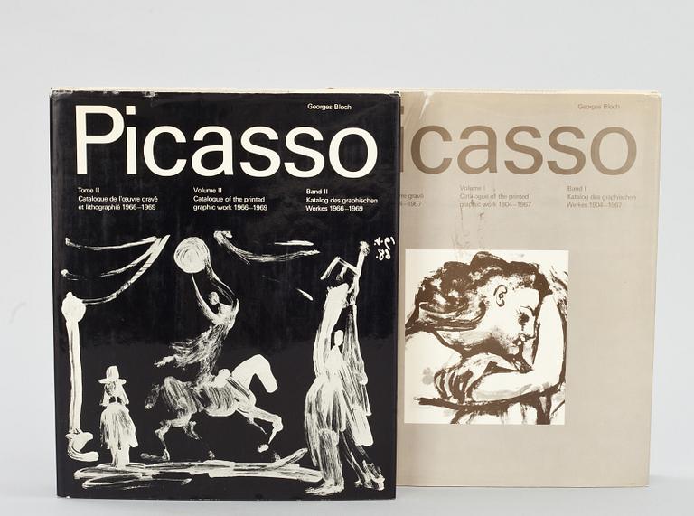 BÖCKER, 2 vol. Picasso, band I-II 1904-1967 och 1966-1969. av Georges Bloch, Switzerland, 1971.