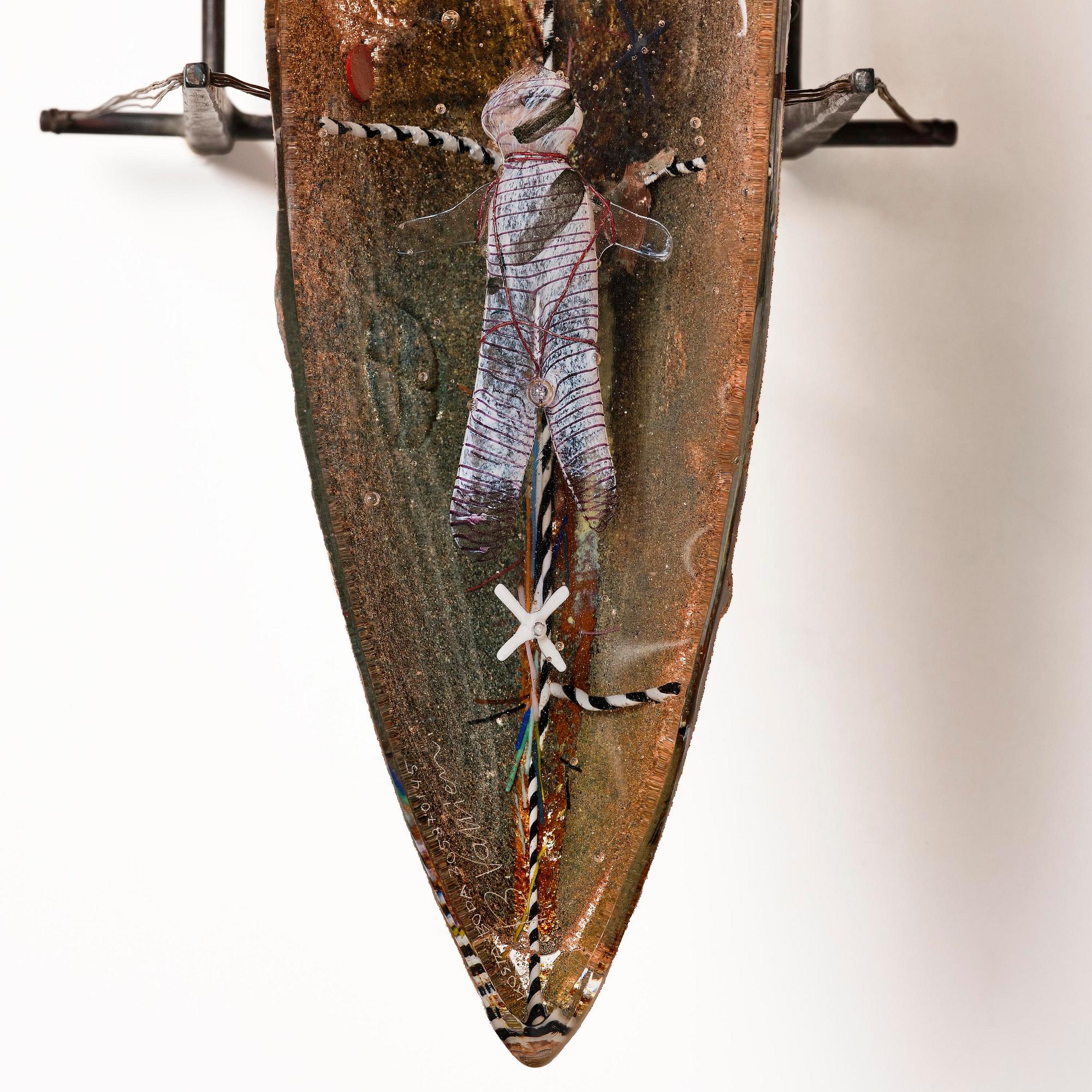 Bertil Vallien, a unique sand cast glass sculpture of a boat, Kosta Boda, Sweden, 1980s.