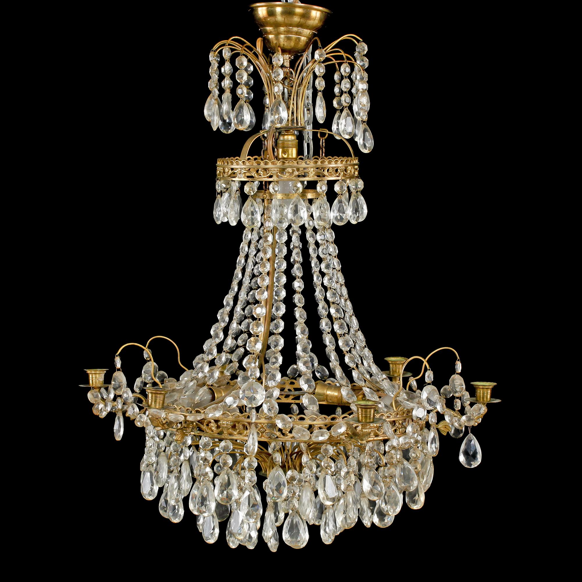 LJUSKRONA, sengustaviansk stil, 1900-tal. Höjd 65 cm.