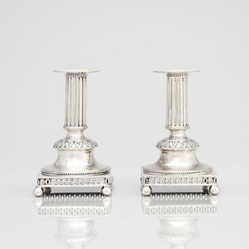 Mikael Nyberg, ljusstakar, ett par, silver, Stockholm 1796.