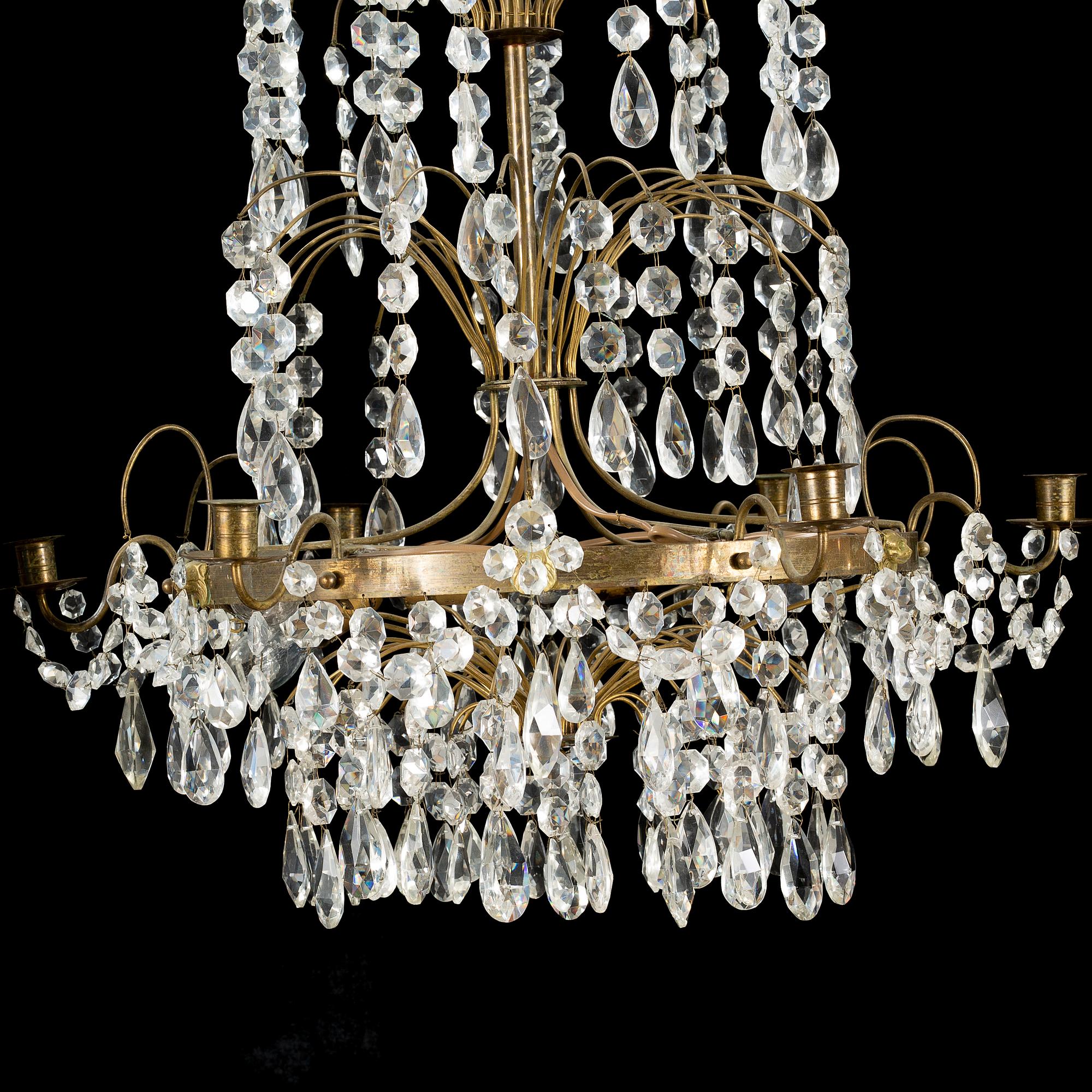 A late Gustavian style chandelier from early 20th century.
