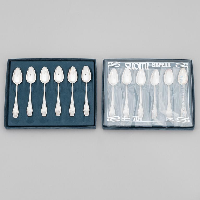 A 31-piece set of 'Suomi' silver cutlery, 12 with a special mark, and five similar dinner spoons, Finland 1912-91.