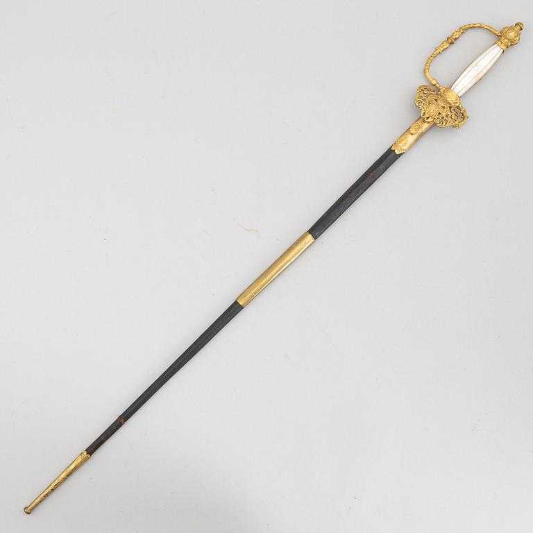 Smallsword, Swedish, 19th century, with scabbard.