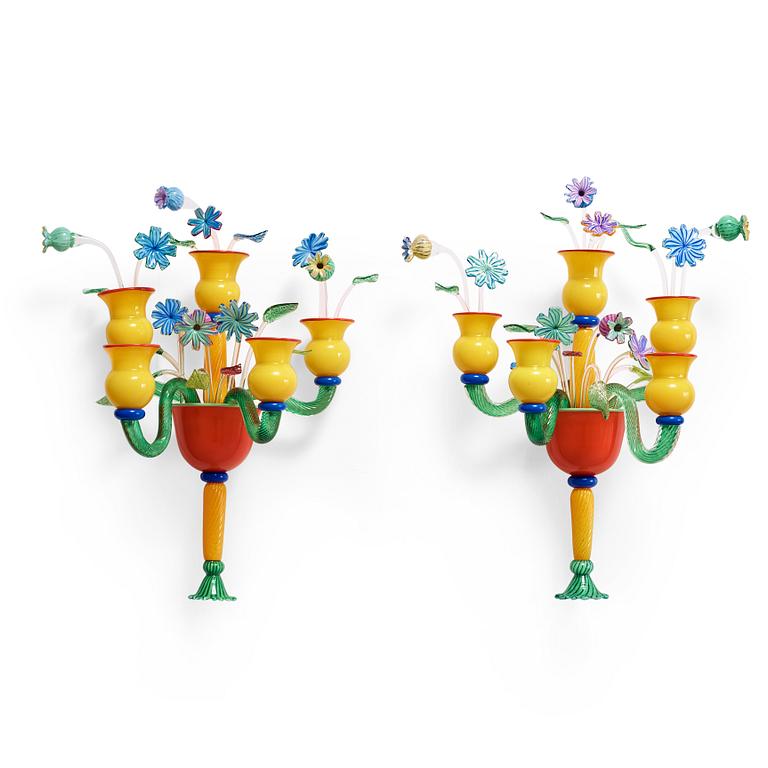 Jonas Rooth, a pair of glass wall sconces, Kivik 1999, Sweden.