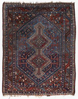 A Khamseh rug, antique, c. 192 x 155 cm.