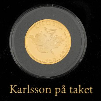 Astrid Lindgren, minnesmynt, 3 st, guld, 2004.