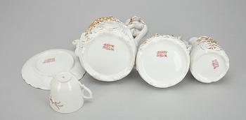 KAFFESERVIS, 3+1 delar, porslin, 1800-tal.