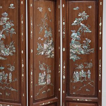 A four fold screen, Qing dynasty, 19th Century.