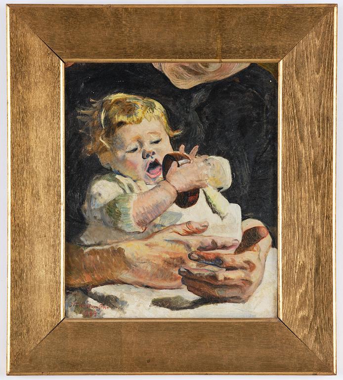Jens Ferdinand Willumsen, In mother's lap.