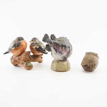 Gunnar Hansson, sculptures/figurines 3 pcs signed glazed stoneware.