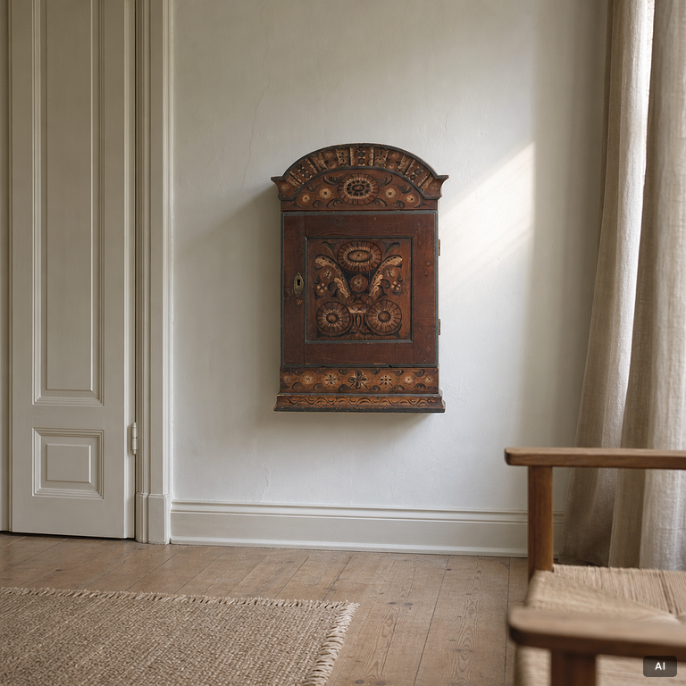 Hanging cabinet, folk art, 19th century.