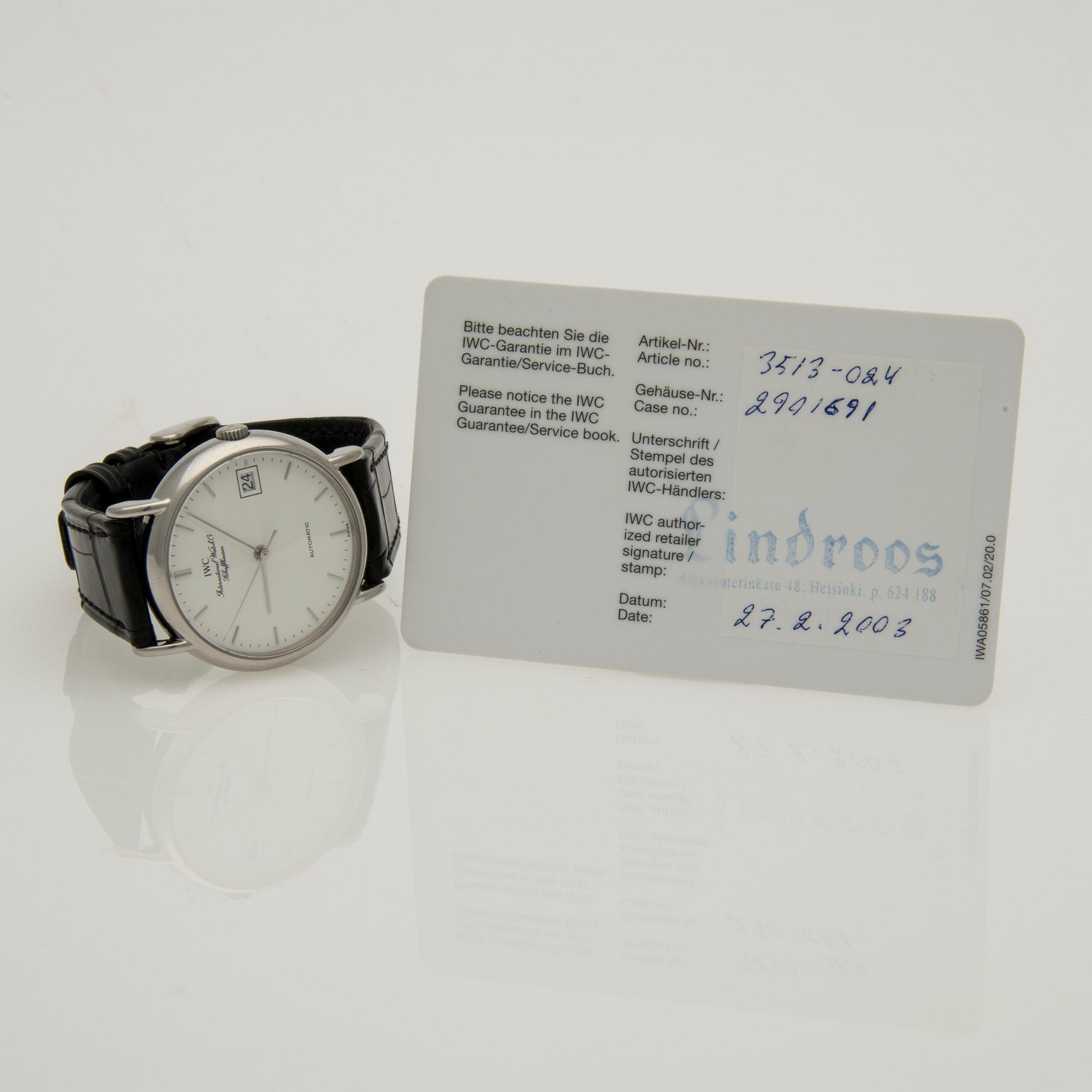 ARMBANDSUR, IWC Schaffhausen Automatic, stål. 2003.