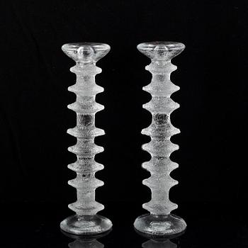 Timo Sarpaneva, a set of five glass candle sticks, 'Festivo', Iittala, Finland. Designed 1966.