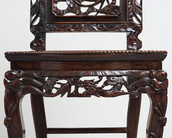 A Chinese wooden chair, Qing dynasty, 19th Century.