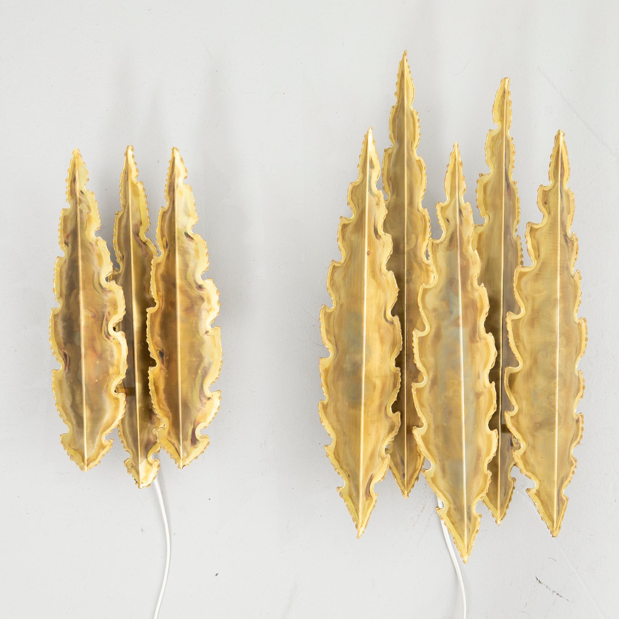 Svend Aage Holm Sørensen, Wall lights, a pair, models 5193 and 5195, Holm-Sørensen & Pedersen Belysning, Denmark, 1960s.