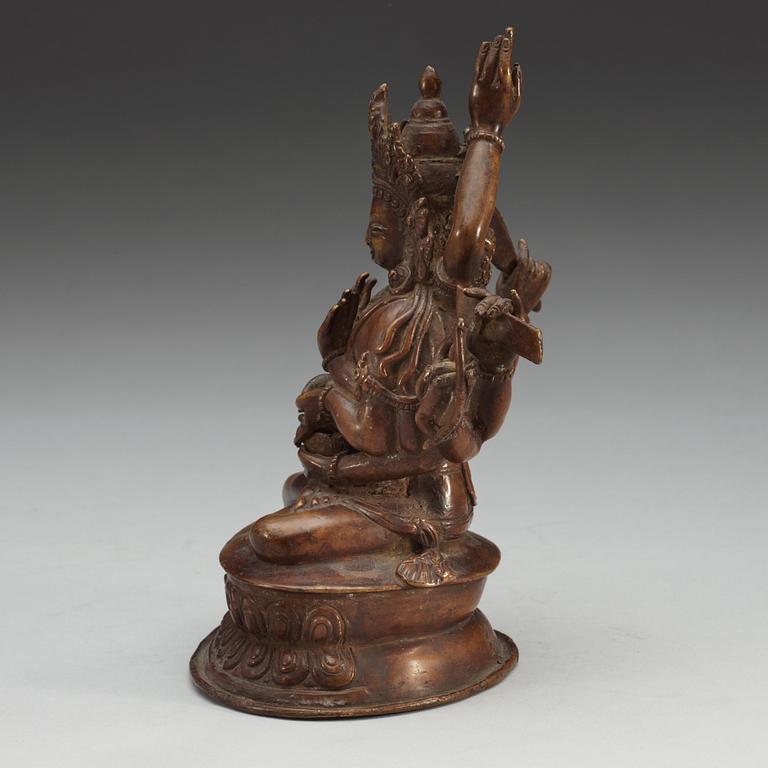 SHIVA, kopparlegering. Brahma/Mahadera, sannolikt Indien/Nepal, sent 1800-tal.