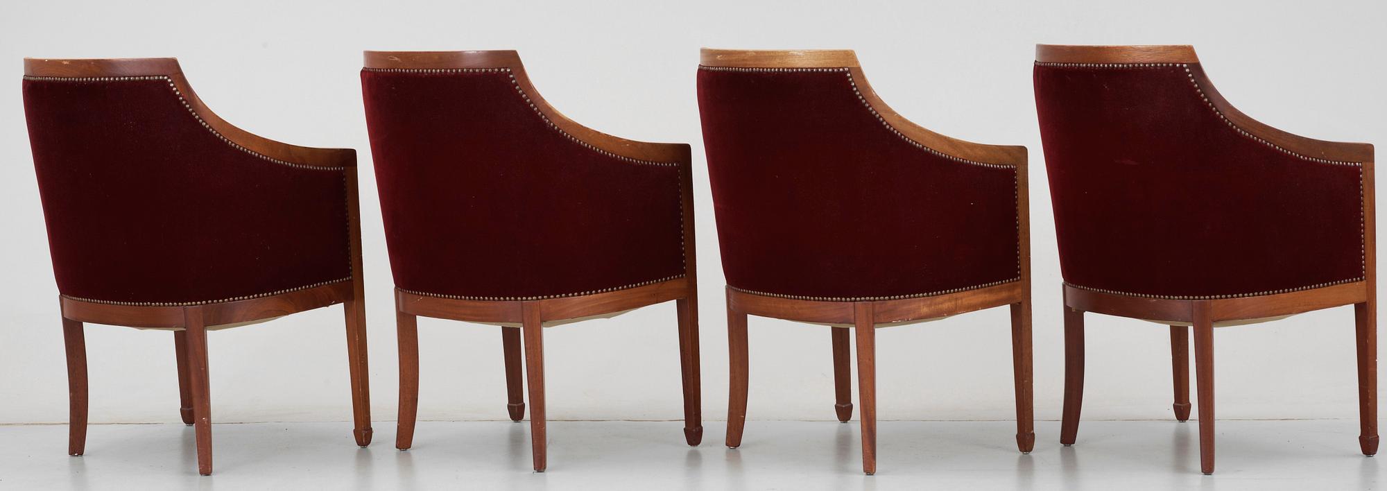 FÅTÖLJER, 4 st, Nordiska Kompaniet, 1900-talets mitt.