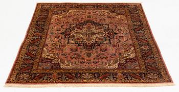 A rug, old, silk Tabriz, signed, ca 201 x 140 cm.