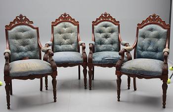KARMSTOLAR, 4 st, nyrenässans, 1800-talets slut.