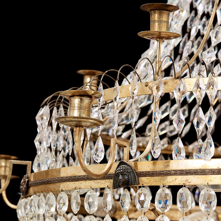 A late Gustavian fifteen-light chandelier by C. H. Brolin (1765-1832).