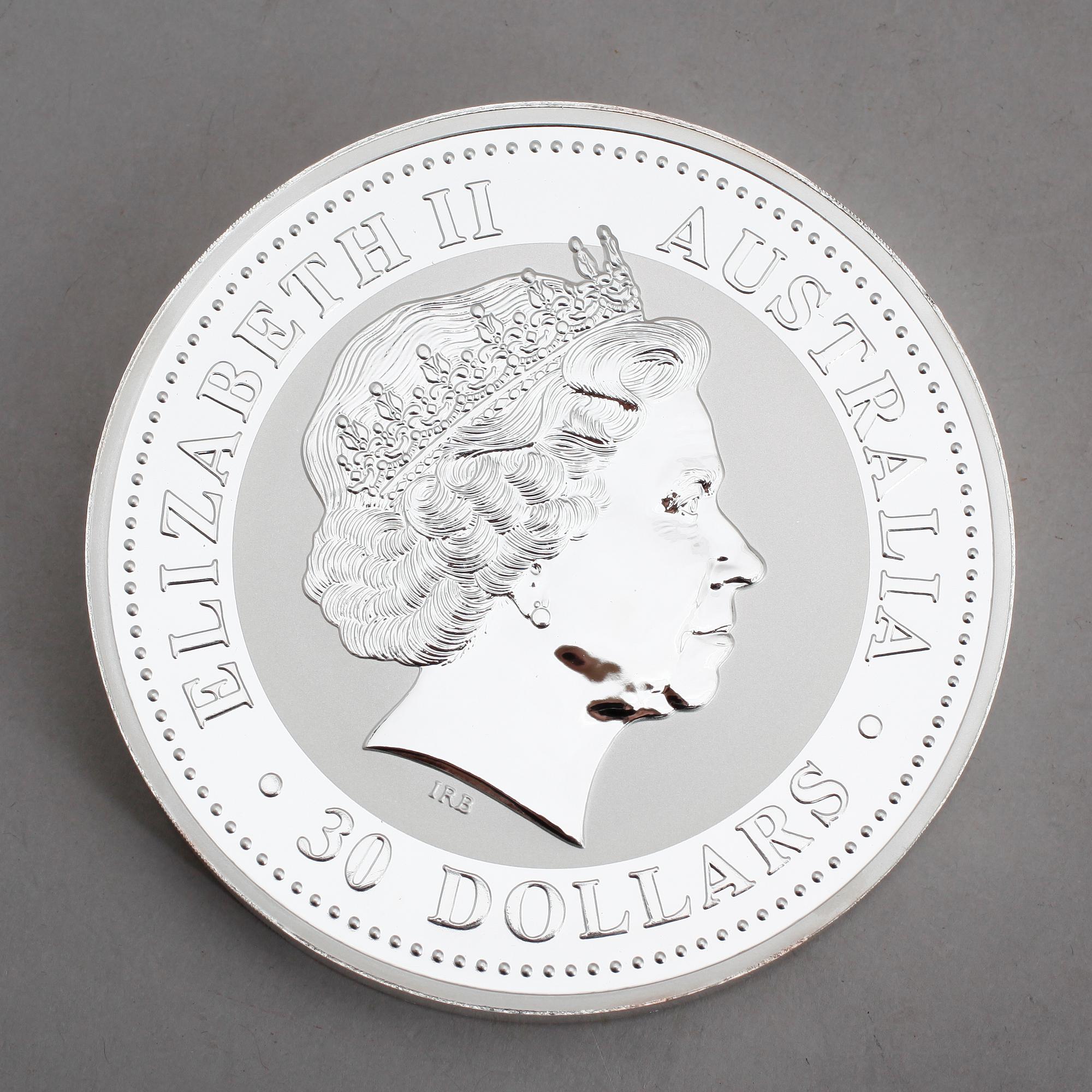 SILVERMYNT, 30 dollars, Elizabeth II, Australien, 1995. Vikt 1 kg.