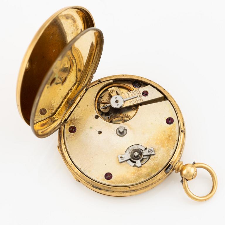 Pocket watch, 18K gold, 44 mm.