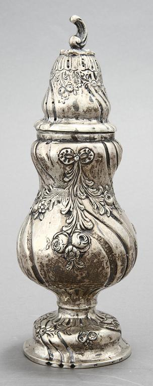 SOCKERRUSKA, silver, otydliga stämplar, 1900-tal. Vikt 348 gram.