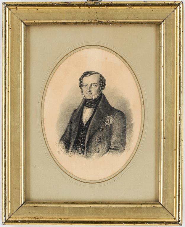 LOUISE VON KNORRING, f. LAGERHEIM, teckningar, 4 st. Signerade och daterade. 1800-talets mitt.