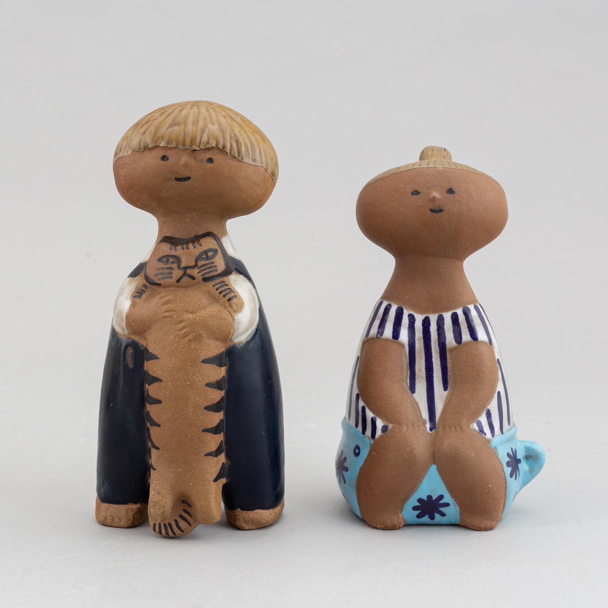 Lisa Larson, five stoneware figurines, 'Larsons ungar' for Gustavsberg.