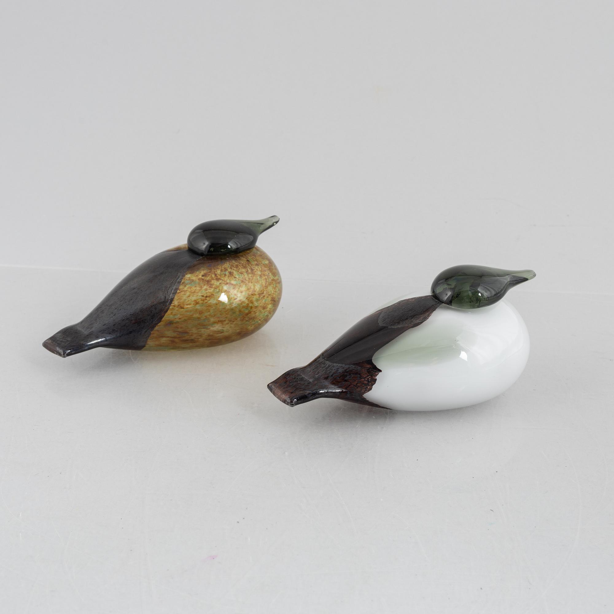 Oiva Toikka, glasfåglar, 2 st, Nuutajärvi, Notsjö, Finland.