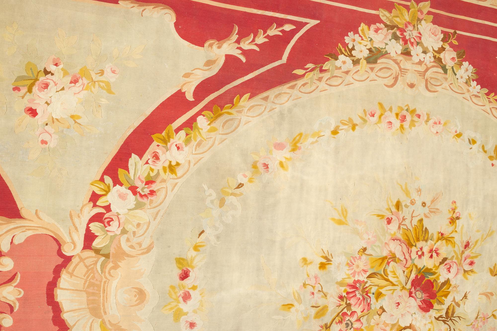 A carpet, tapestry weave, ca 625 x 431,5 cm, Aubusson the middle of the 19th century - around 1900, France.