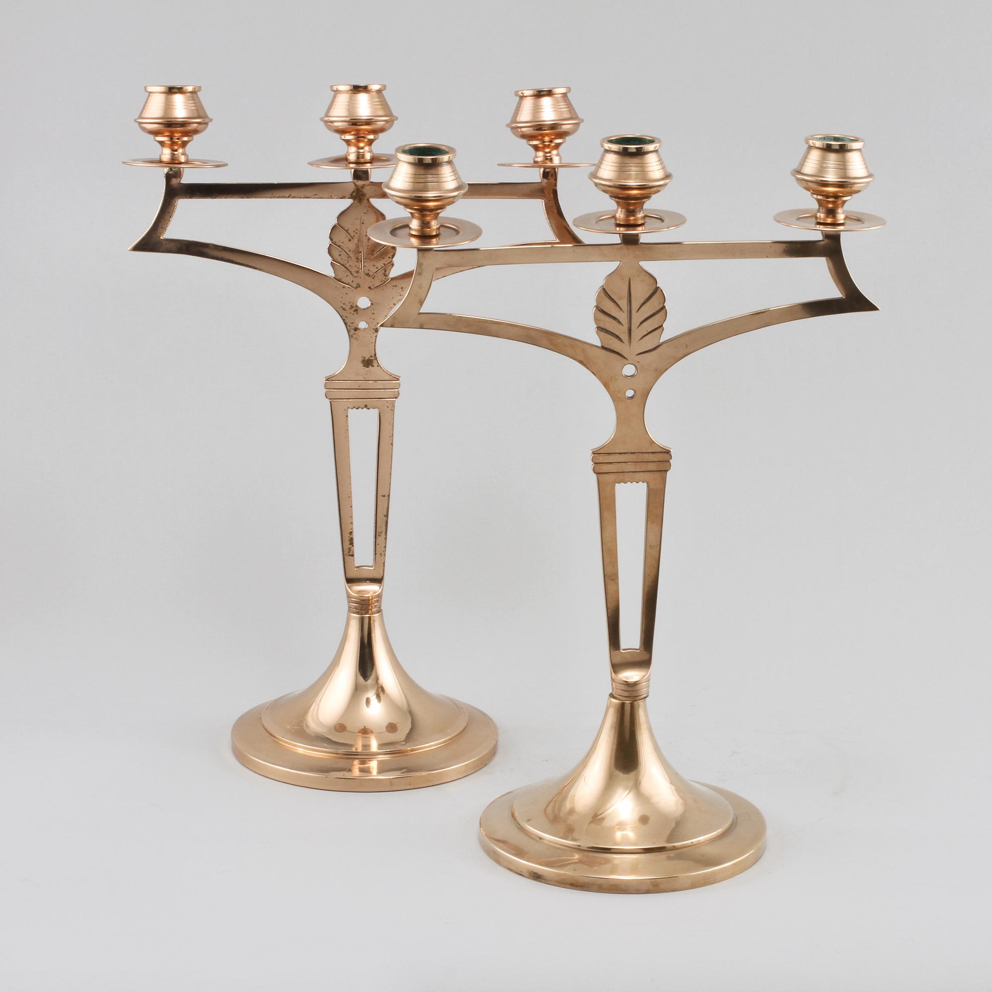 KANDELABRAR, ett par, jugendstil, modern tillverkning.