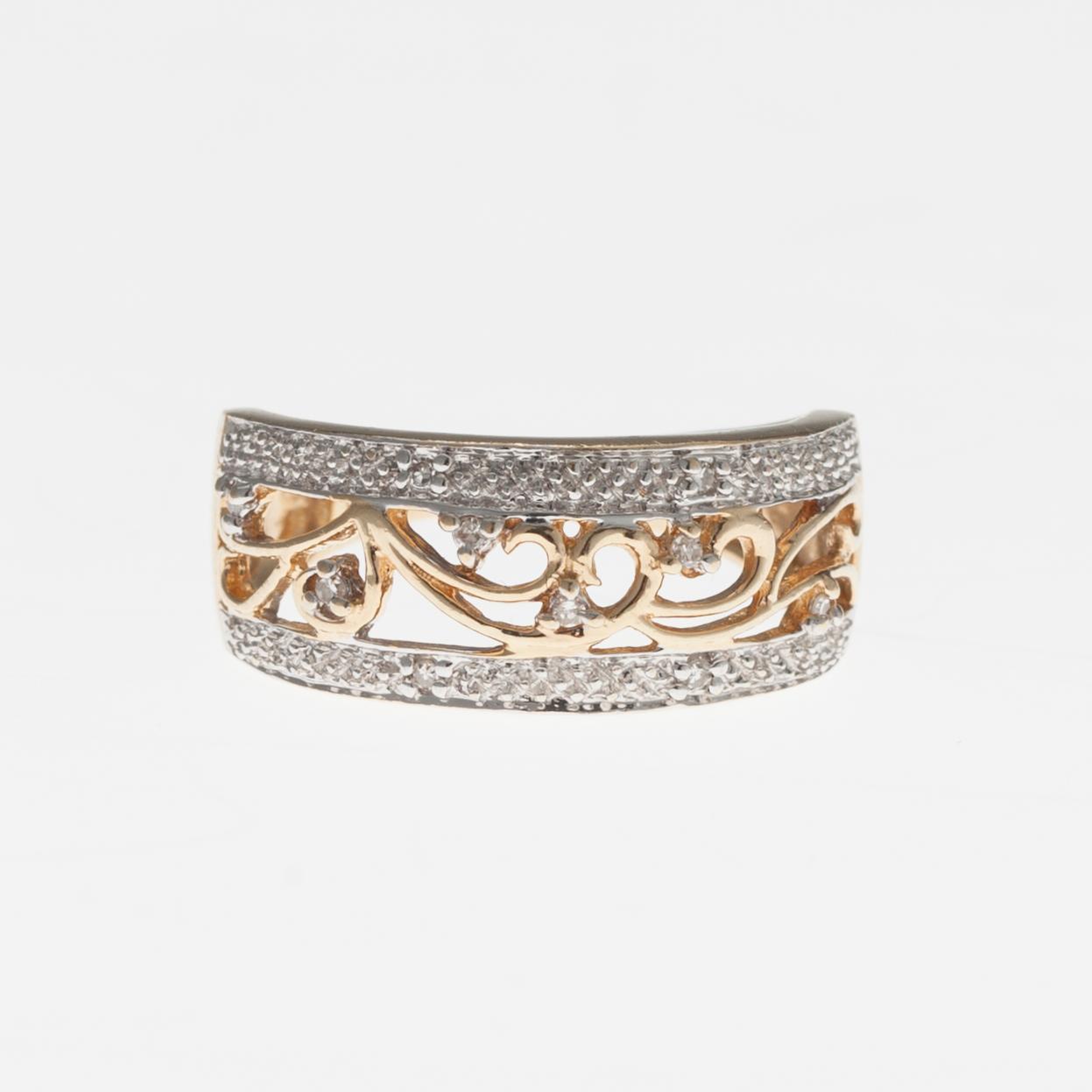 RING, 14K guld, små diamanter, tot. ca 0,10 ct. Vikt 3,1 g.
