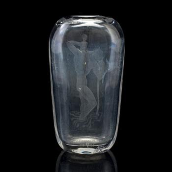 VICKE LINDSTRAND, vas, glas, Orrefors, 1940-tal.