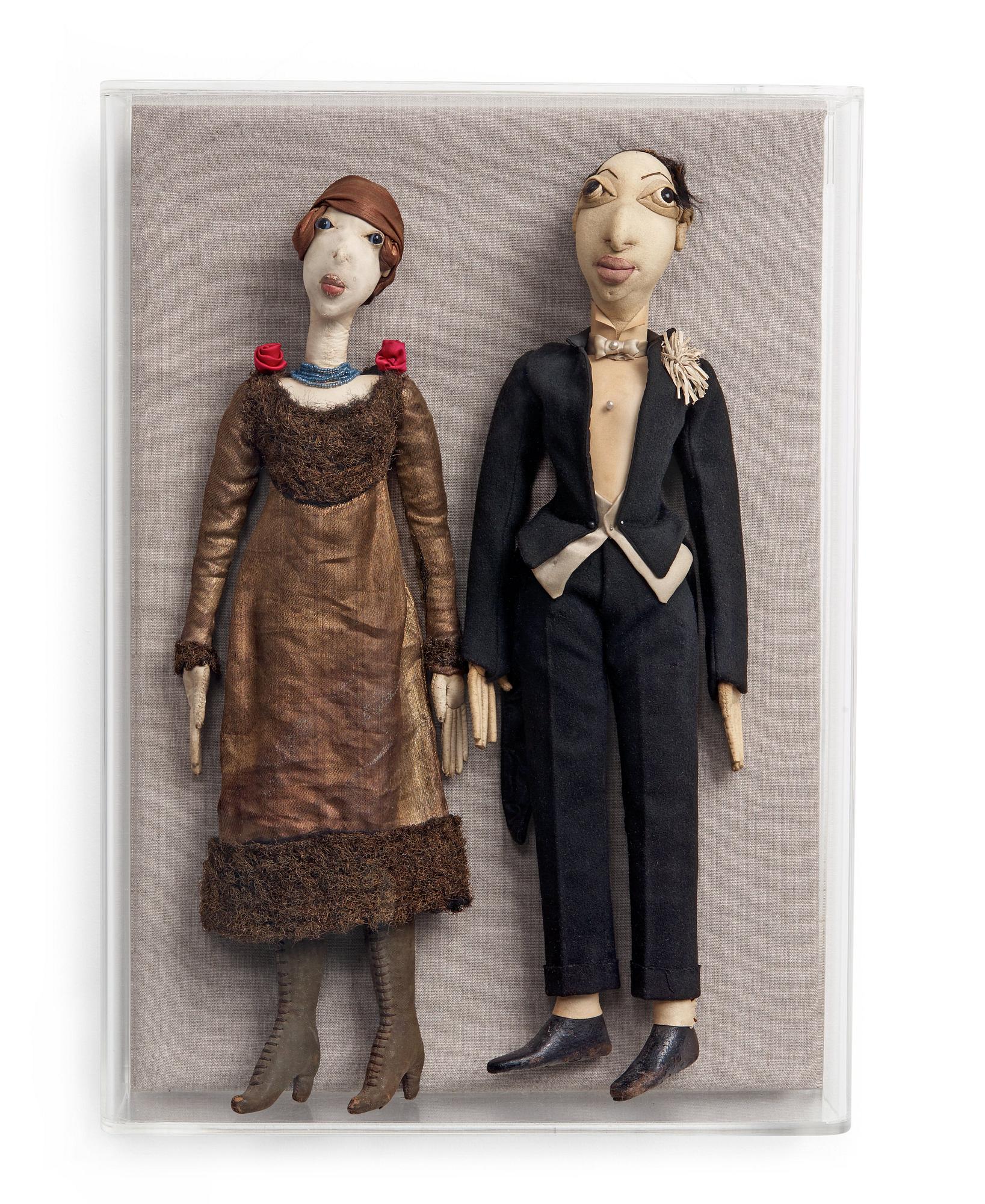 Marie Vassilieff, Puppets, two, representing Sigrid Hjertén and Isaac Grünewald.