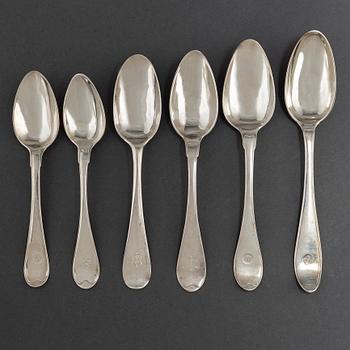 22 silver spoons, Sweden 18th/19th century.