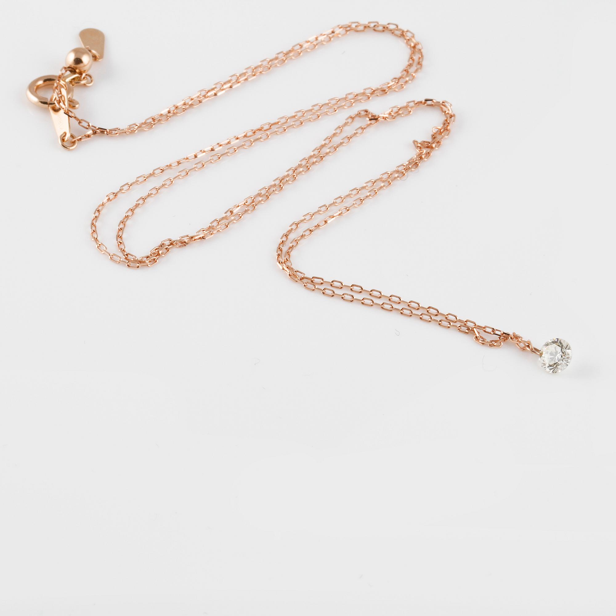 HÄNGE, 18K roséguld med briljantslipad diamant 0.20 ct. Vikt 1,1 gram.