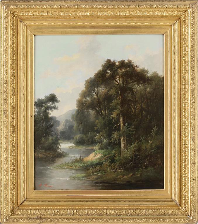 ADA STONE, olja på duk, 1800/1900-tal, signerad.