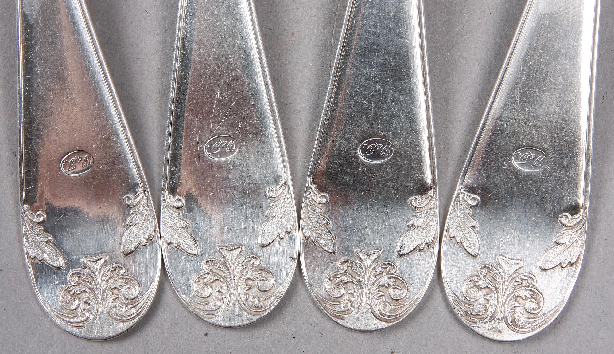 MATSKEDAR, 4 st, silver, Johan Peter Hedman, Norrköping 1841.