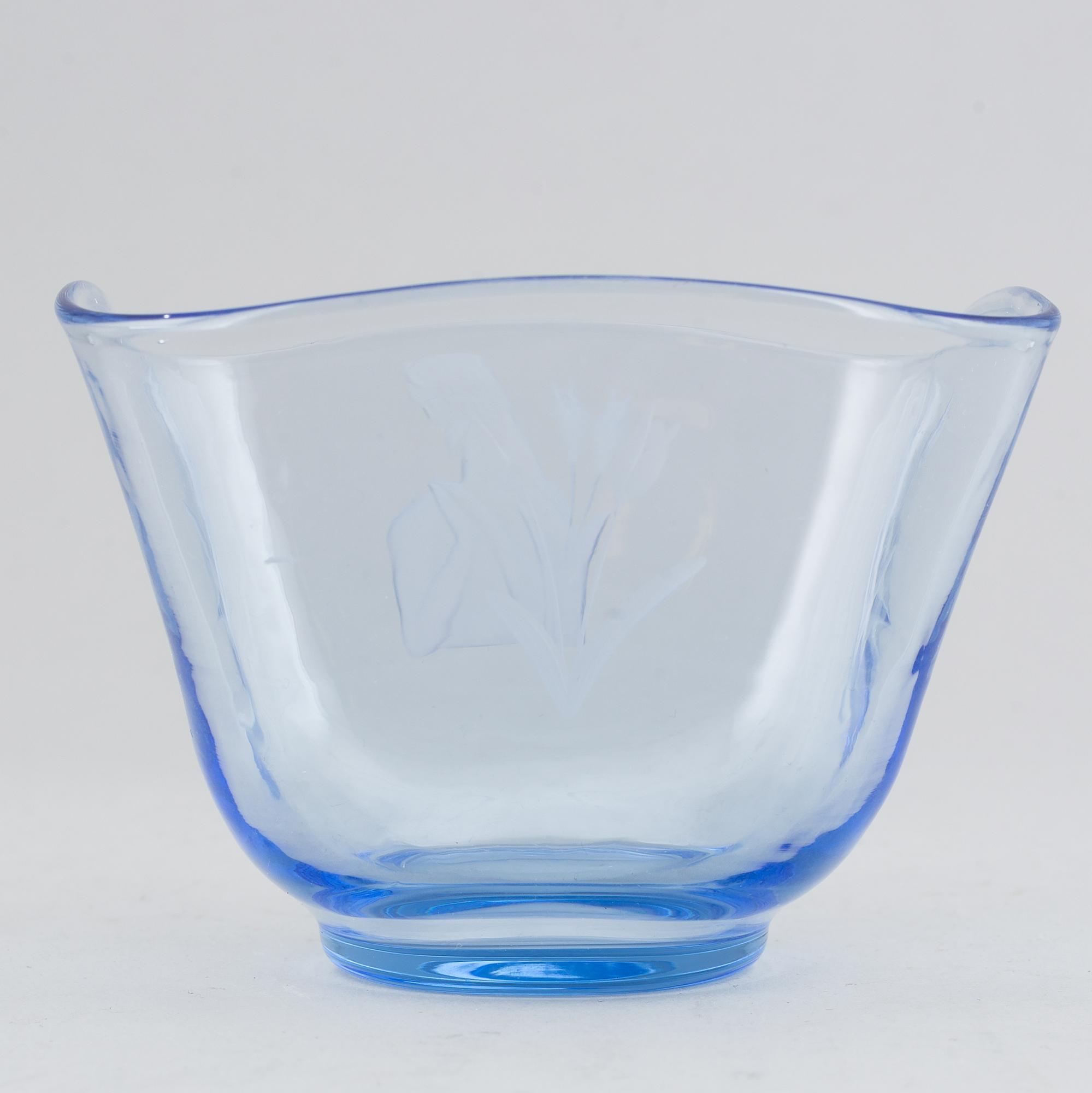 Aimo Okkolin, skål, glas, signerad Riihmäen lasi oy AO.