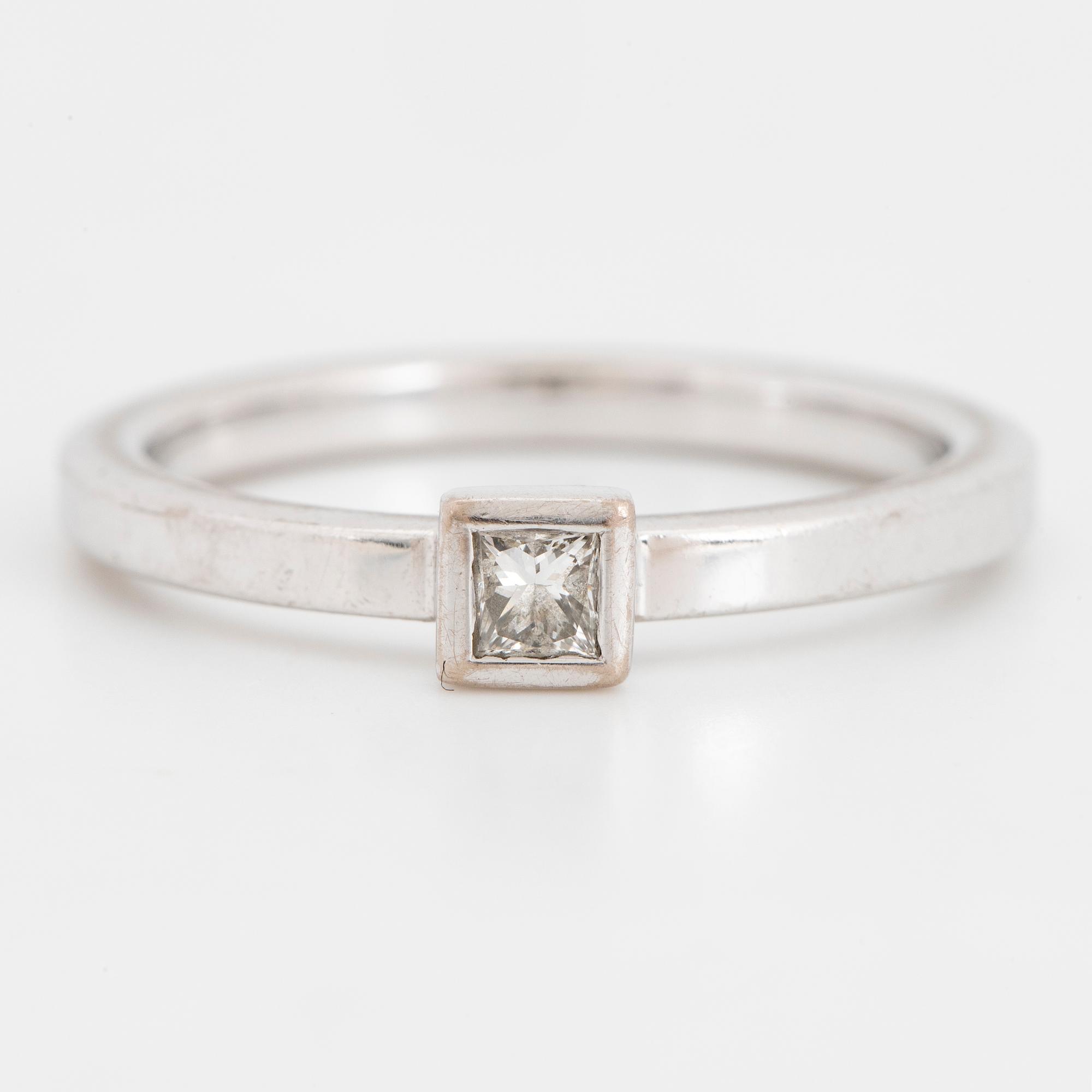 Princess-cut diamond ring.