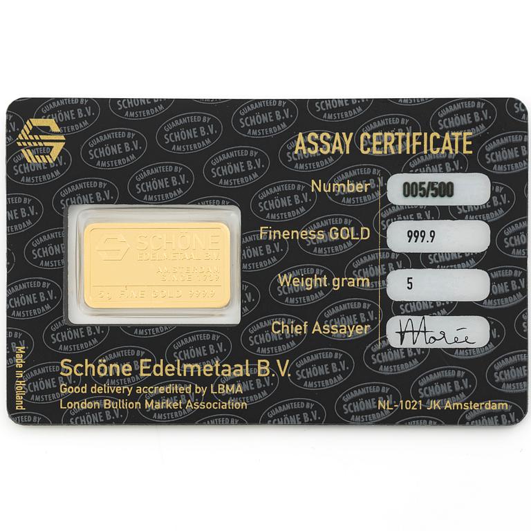 Gold bar, “Regalskeppet Vasa”, Schöne edelmetaal.