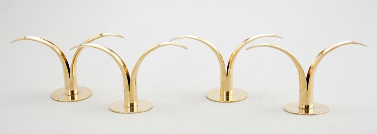 LJUSSTAKAR, 2 par,  mässing, "Lilja " Ivar Ålenius Björk,  Ystad Metall Made in Sweden.