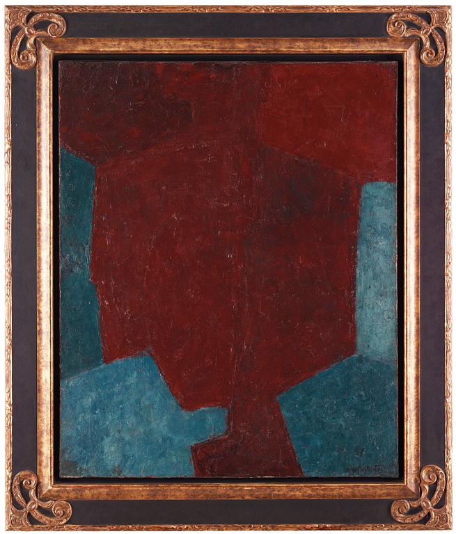 Serge Poliakoff, "Composition abstraite grenat et Bleu".