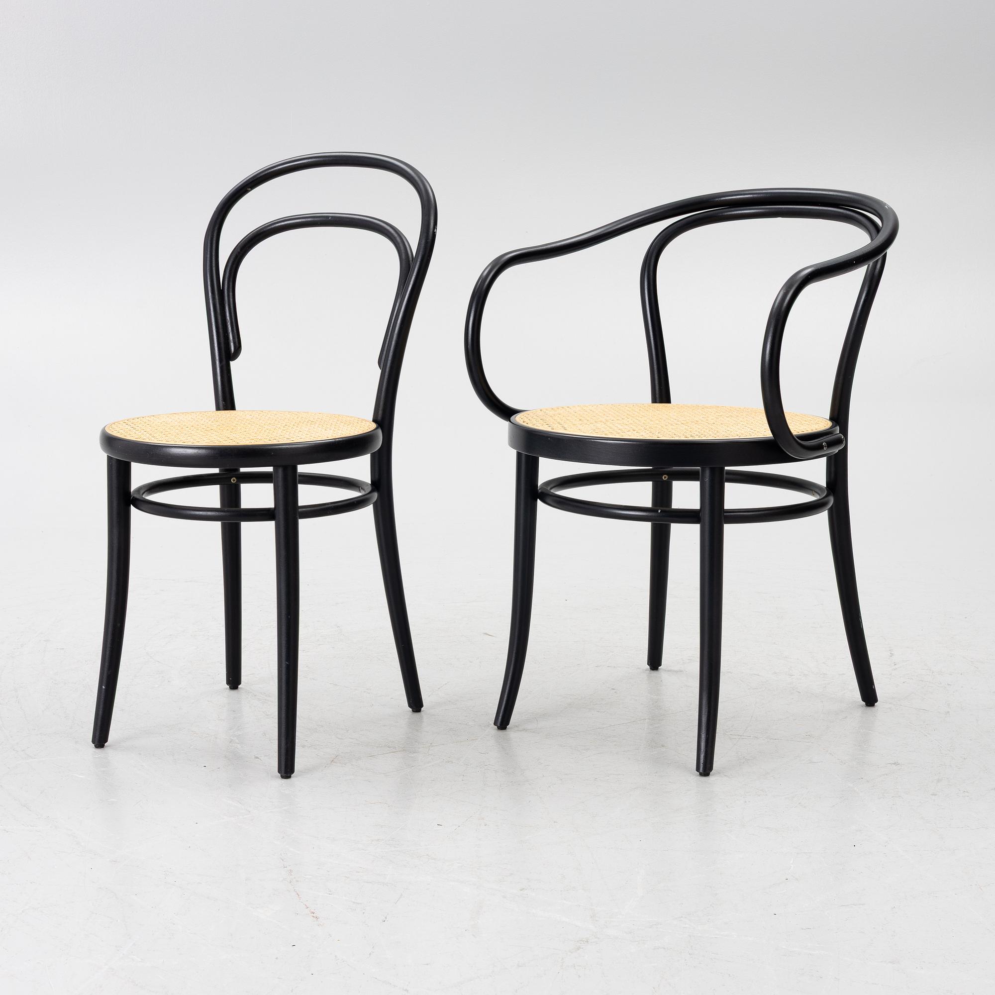Michael Thonet, stolar, 6 st modell 18, karmstolar 2 st modell 30,  Ton.