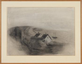 Gustav Rudberg, chalk drawing, signed and dated Hven -67.