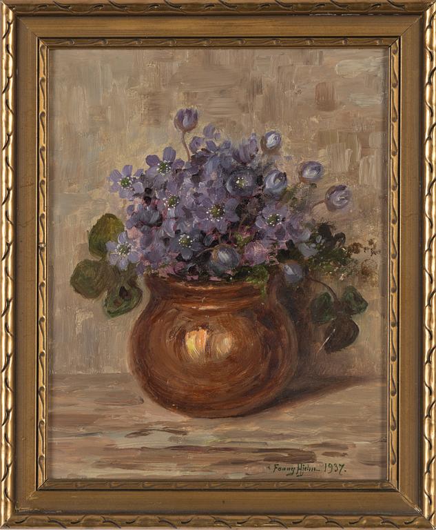 Fanny Hjelm, oil on panel, signed and dated 1937.