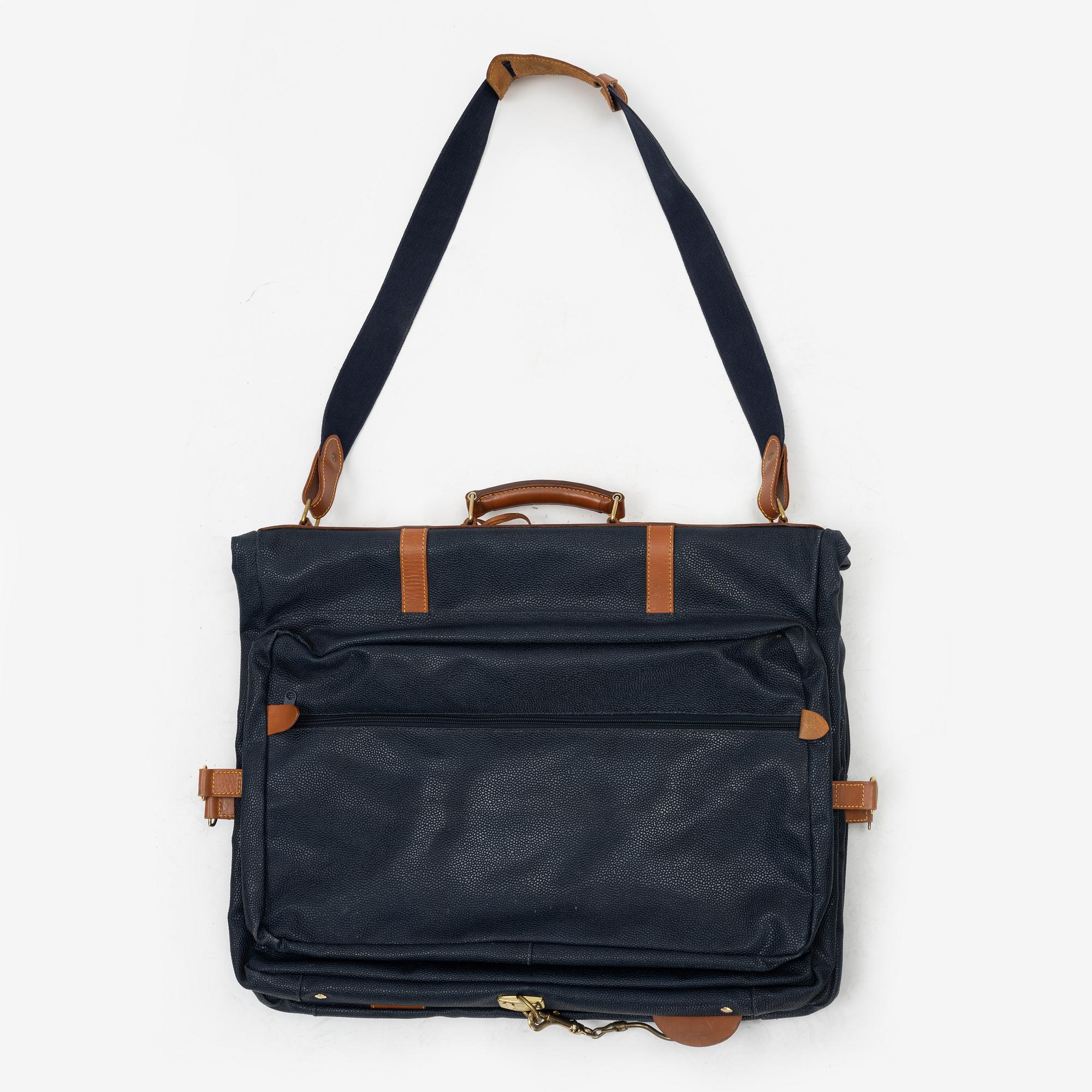 Mulberry, a blue scotch grain garment bag.
