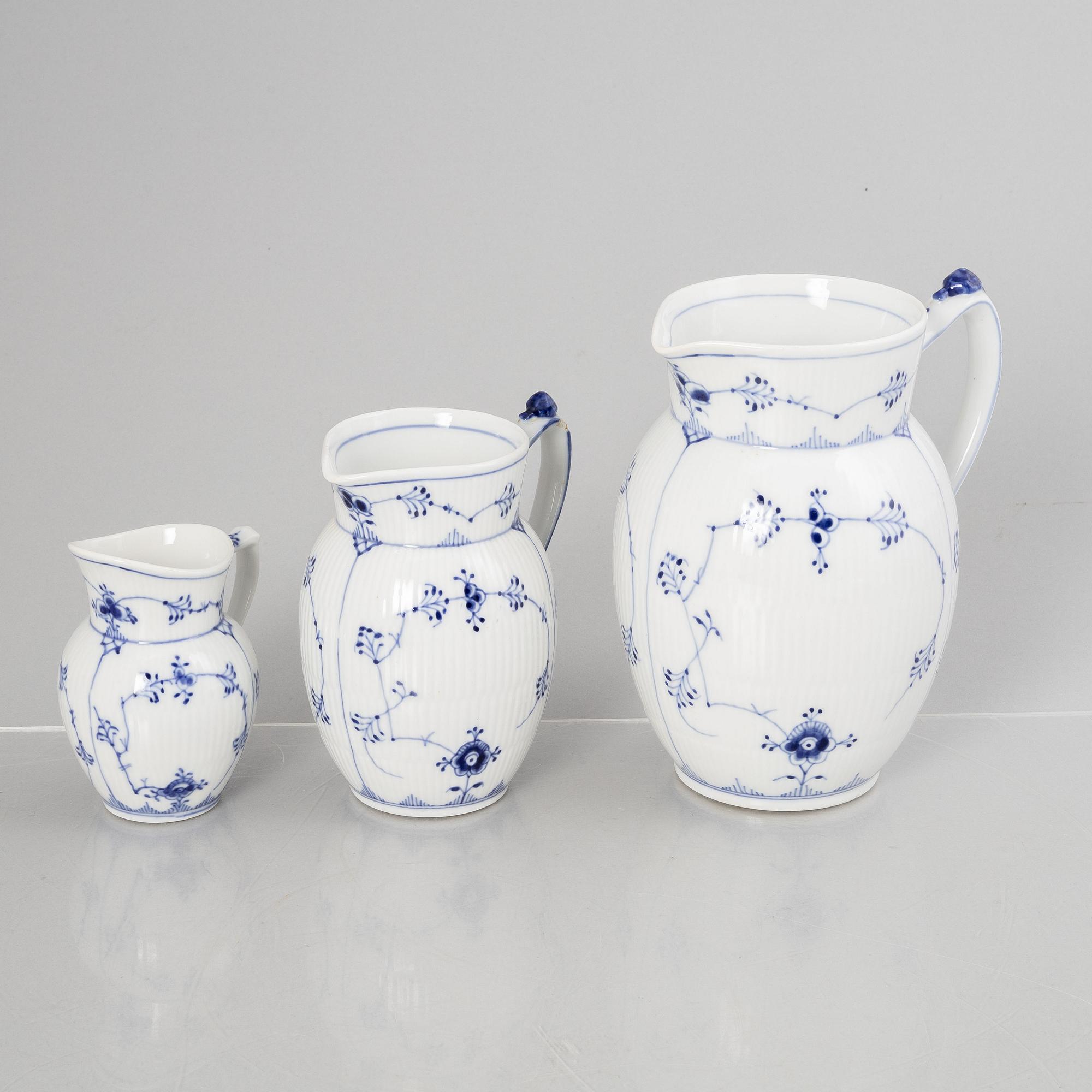 Service pieces, 5 pcs, porcelain, "Blue Fluted", Royal Copenhagen, Denmark.